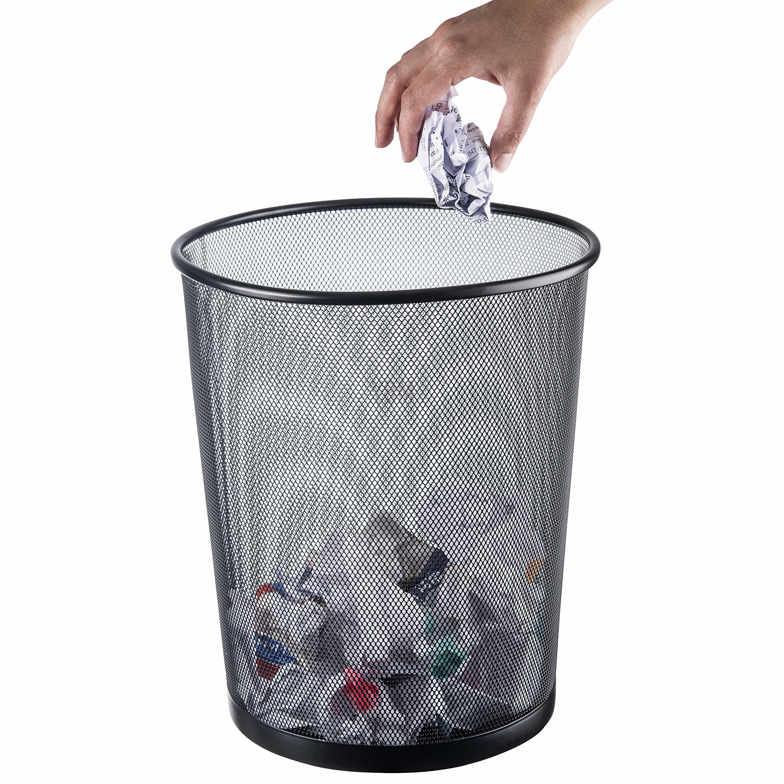 YBM Home Mesh Wastebasket Trash Can for Home and Office Workspace, Metal Office Trash Can Round-Shaped, 4.75 Gallon, 2484