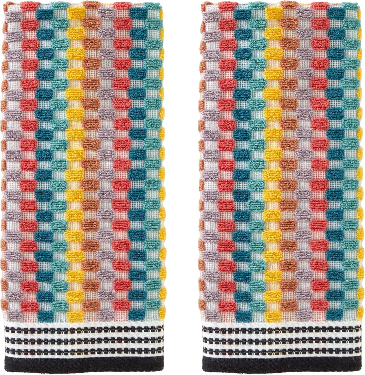 Multicolor Cotton Geometric Dobby Weave Hand Towel Set