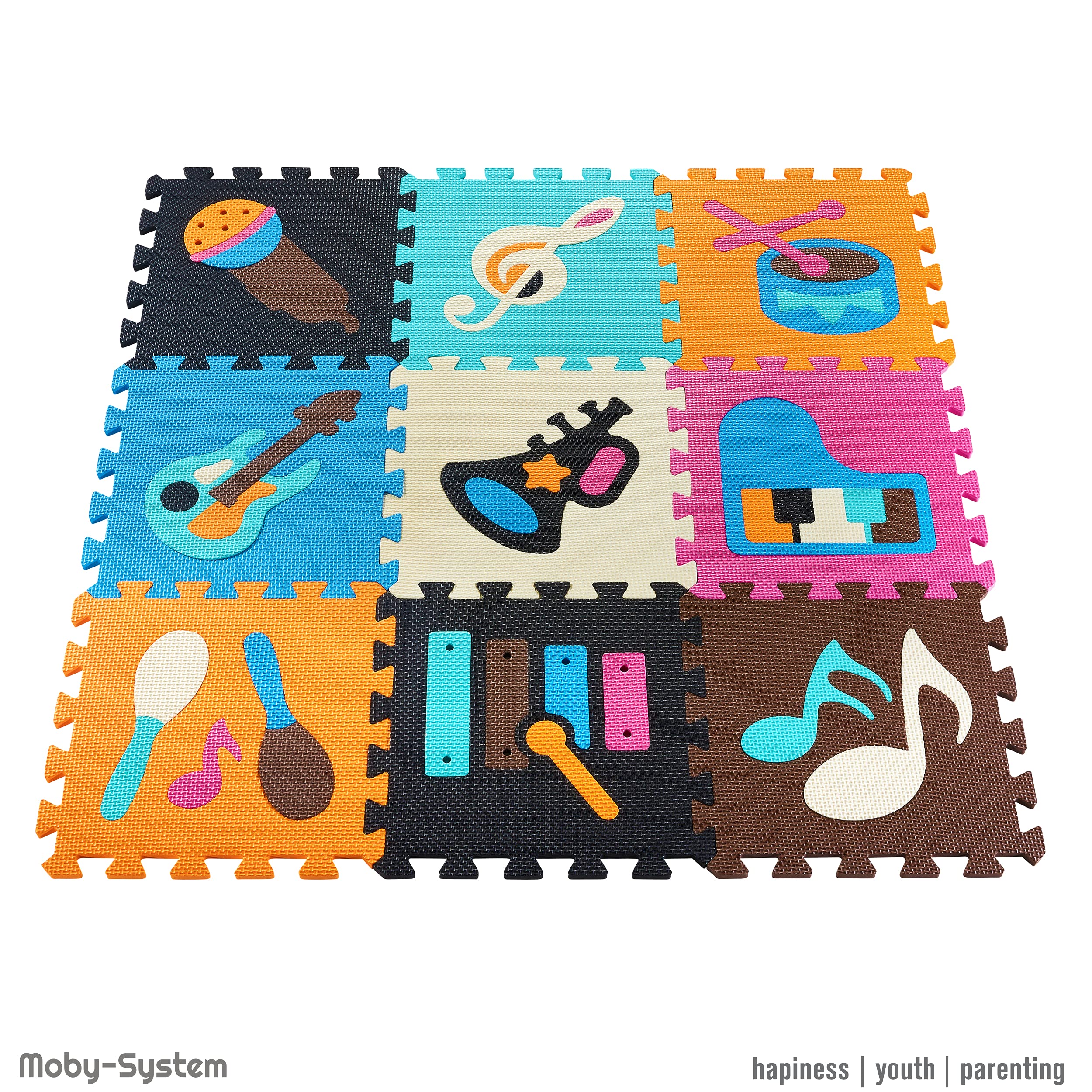 Moby-System Alfombra con rompecabezas para bebés, 90 cm x 90 cm x 1 cm, alfombra de juego, inodora, grande, para niños y niñas, sin sustancias nocivas
