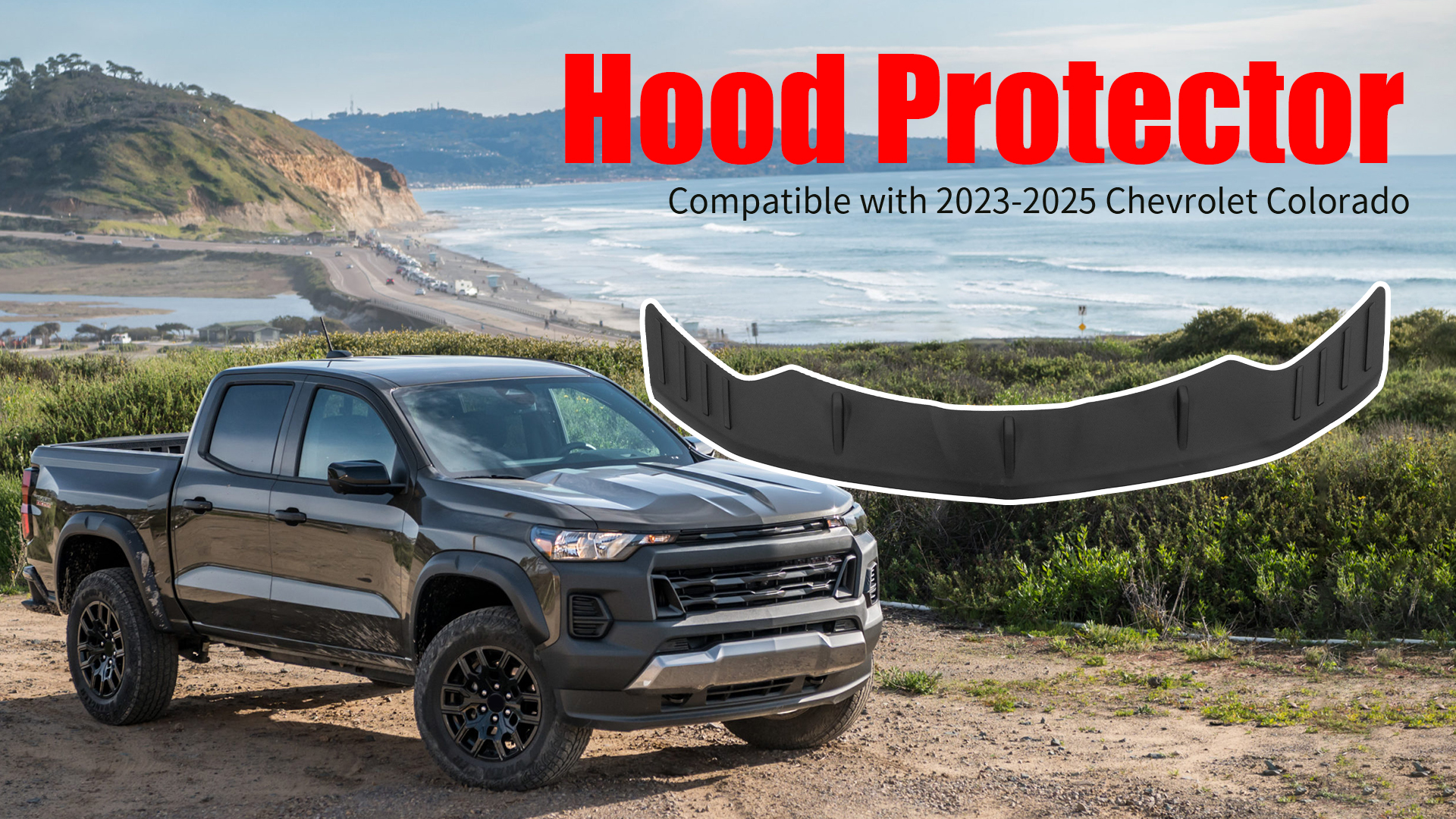 Hood Protector For 2023-2025 Chevy Colorado – No-Drill TPE Hood Shield Guard & Deflector Accessory