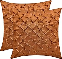 The White Petals Light Brown Decorative Pillow Covers (Faux Silk, Pinch Pleat, 18x18 inch, Pack of 2)