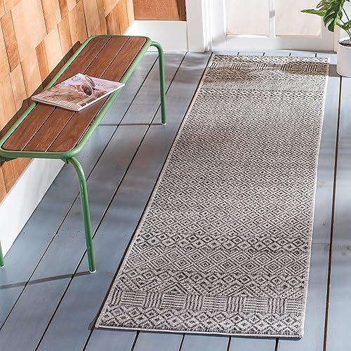 SAFAVIEH Courtyard Collection CY8235 CY8235 - Tapete de pasillo para interiores y exteriores, impermeable, fácil limpieza, 2 pies 3 pulgadas x 14