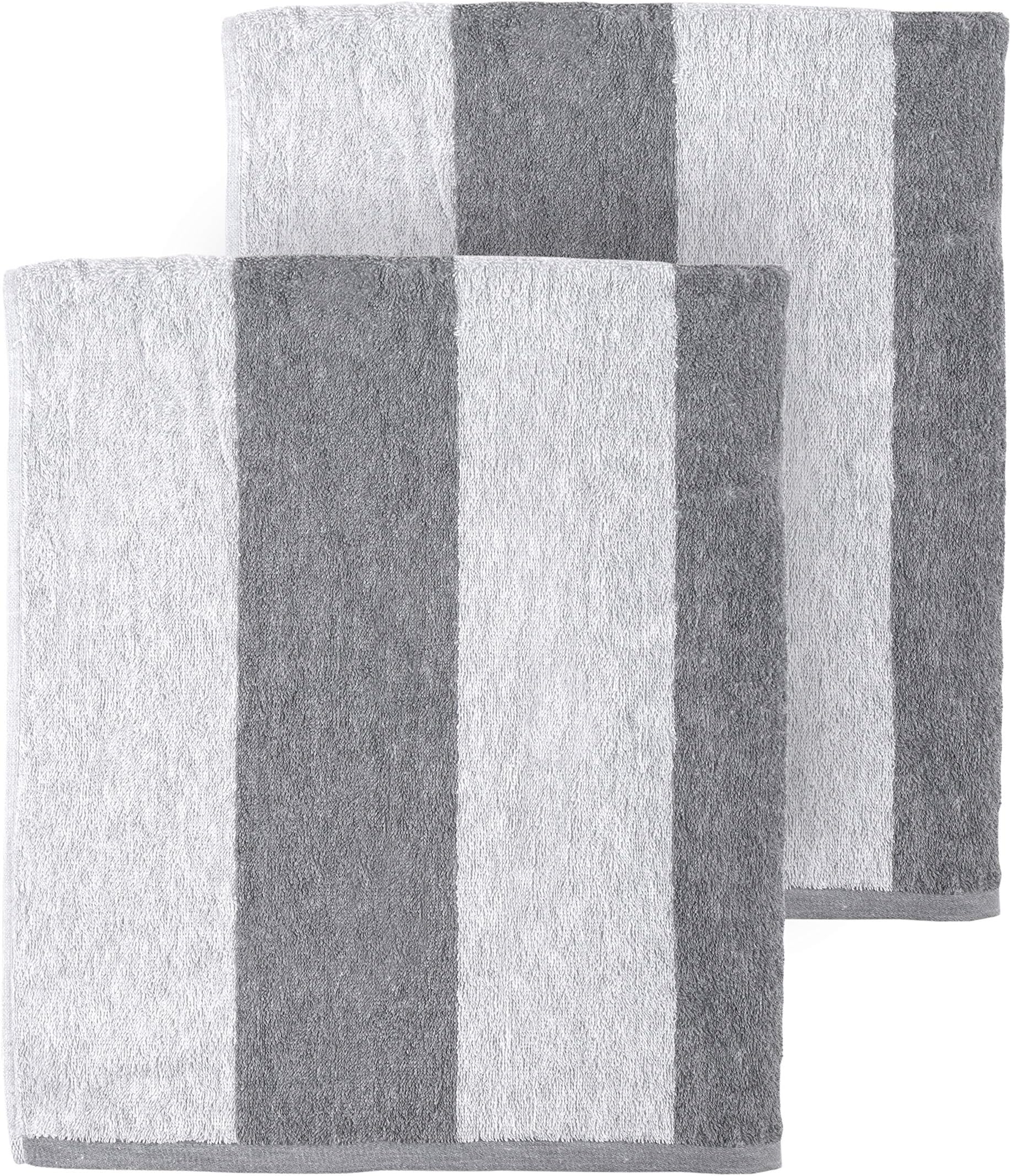 Arkwright Clearwater Cabana Striped Oversized Beach Towel - Pack of 2 (30 x 70 inch, Gray)