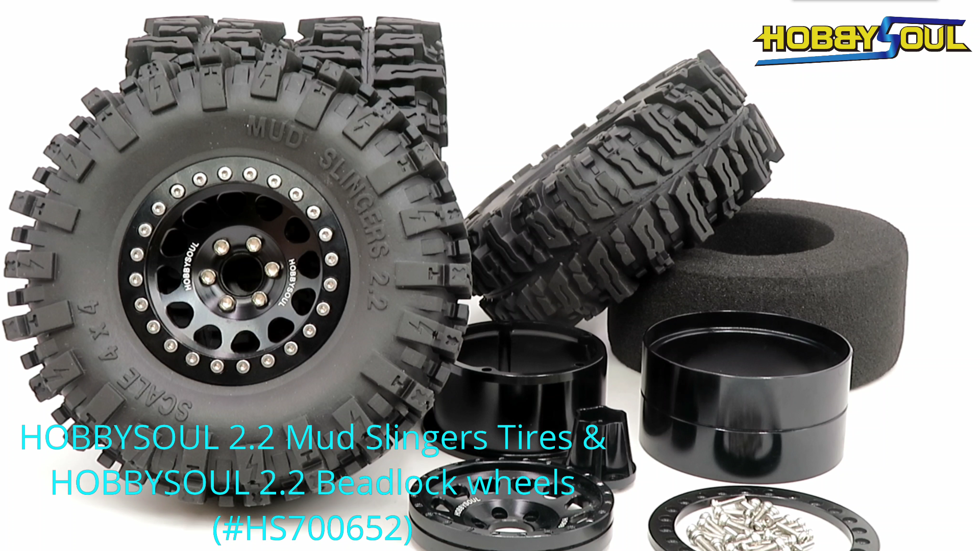 HOBBYSOUL Lot De 4 Pneus RC 2.2 Hauteur 127 Mm Et Roues En Aluminium 2.2 Beadlock U2013 Jantes Décalées Négatives De 10 Mm Pour RC Mud Crawler All Terrain TRX4 Gen8 Capra