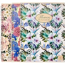 Pigna, Nature Flowers Spiral Notebooks, A4 22 x 29.7 cm, with 4 Holes and Micro-Perforation, 5 M Interior, 5 mm Squares, 80 g, Recycled Paper, Assorted Subjects, 5