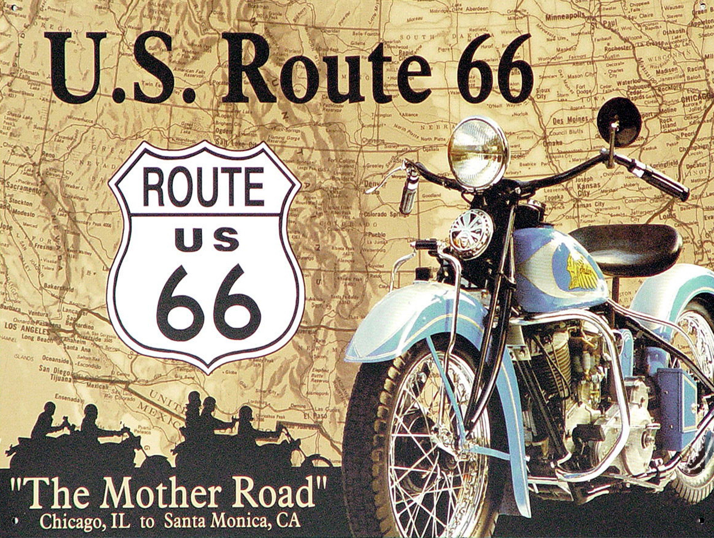 Shawprint Limited Route 66, Retro Metal Fridge Magnet, 100mm x 75mm, Novelty Gift
