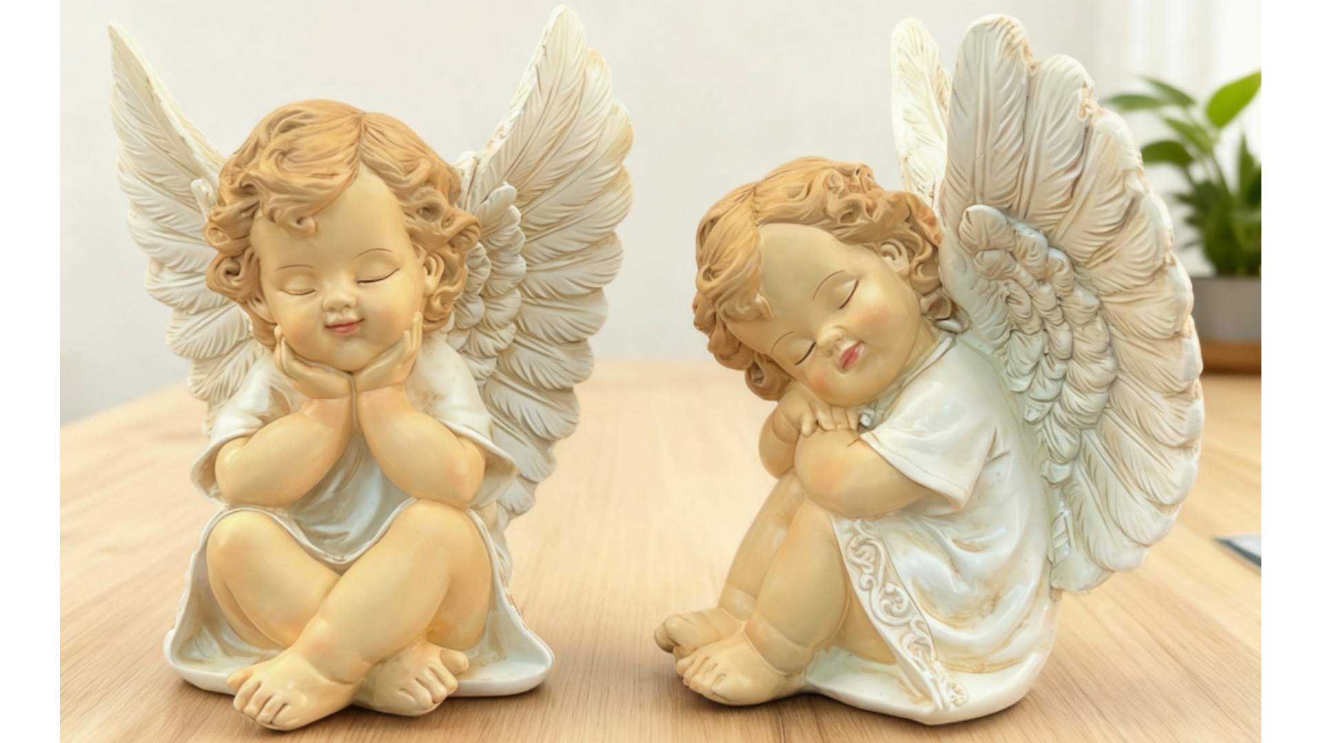 Figura Ángel Decorativa de Resina 4.05x3.62x4.88 in miniatura 7