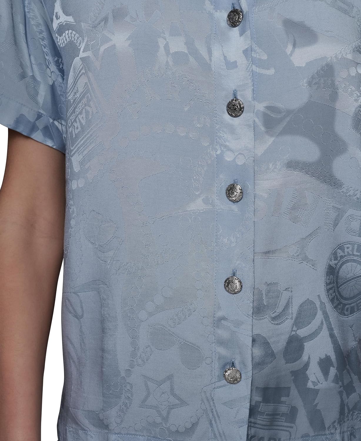 Karl Lagerfeld Womens Short Sleeve Whimsy Loose Fun Blouse - Image 6