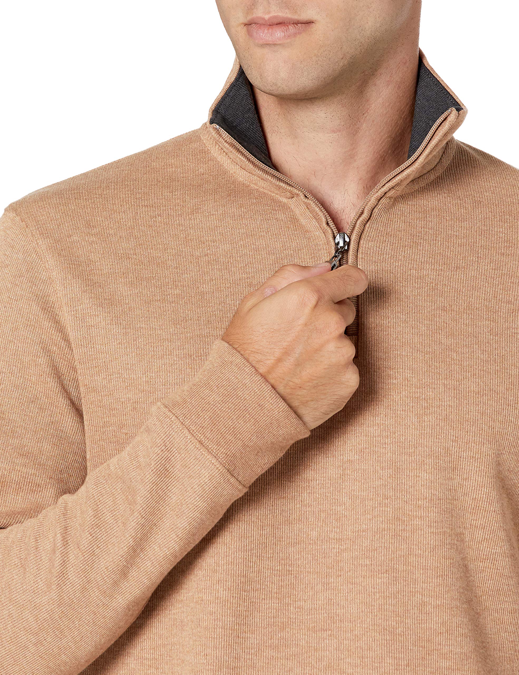 Amazon Essentials Maglione a Coste Francesi con Zip Corta Uomo