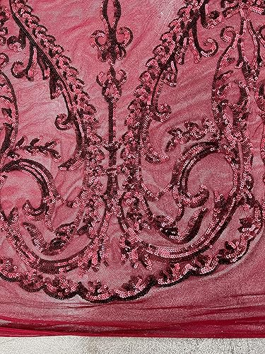 Miniatura 5 de Esmeralda - 10102 - Lentejuelas en tela de encaje de malla color borgoña