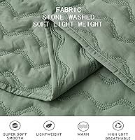 Vista 4 de Chezmoi Collection Destiny - Juego de edredón de 3 piezas, tamaño King, color salvia - Juego de colcha acolchada ligera de microfibra suave lavada a