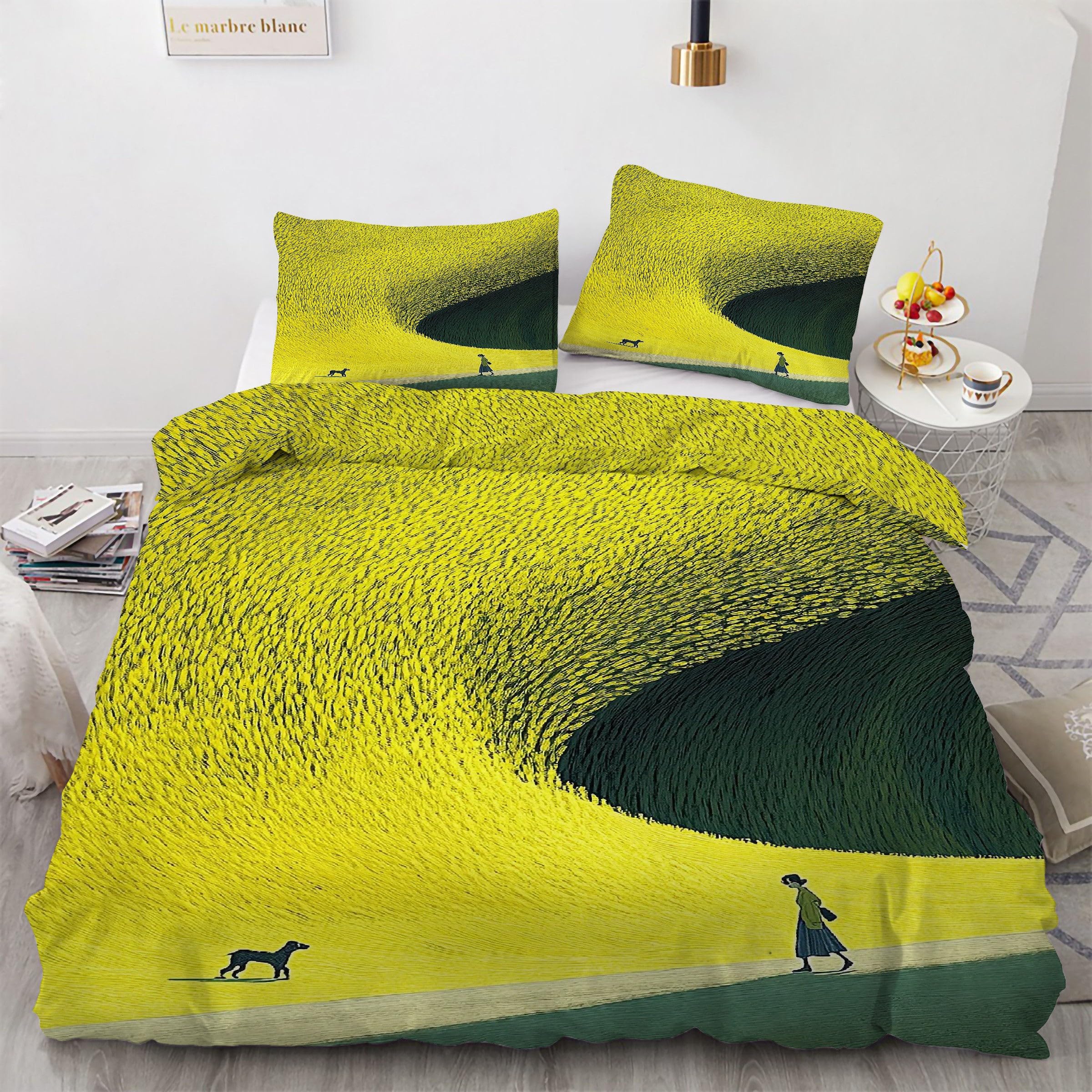 Housse de couette 200x200 parure de lit 3 pièces microfibre douce avec fermeture éclair KG1084