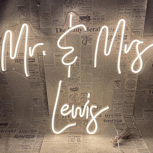 Vista 33 de Letreros de neón personalizados para boda, letreros de luz LED de neón personalizables, nombres de luz, decoración de pared del hogar, dormitorio