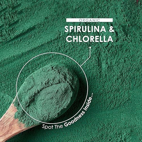 Miniatura 4 de Espirulina orgánica Chlorella tabletas 3000mg  360 unidades  Mezcla 5050 Superalimento  Sin relleno, sin aditivos, pared celular agrietada  Rico en
