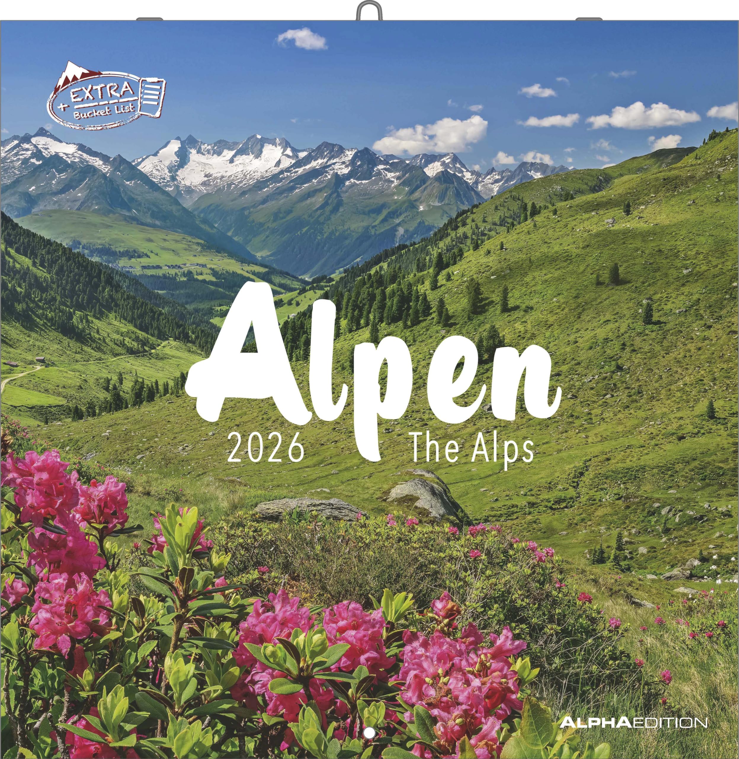 Alpha Edition - Alpen 2026 Broschürenkalender, 30x30cm, Wandkalender mit Platz für Notizen und Termine, Aufnahmen der Alpen, Monatsübersicht und Ferientermine DE/AT/CH: The Alps