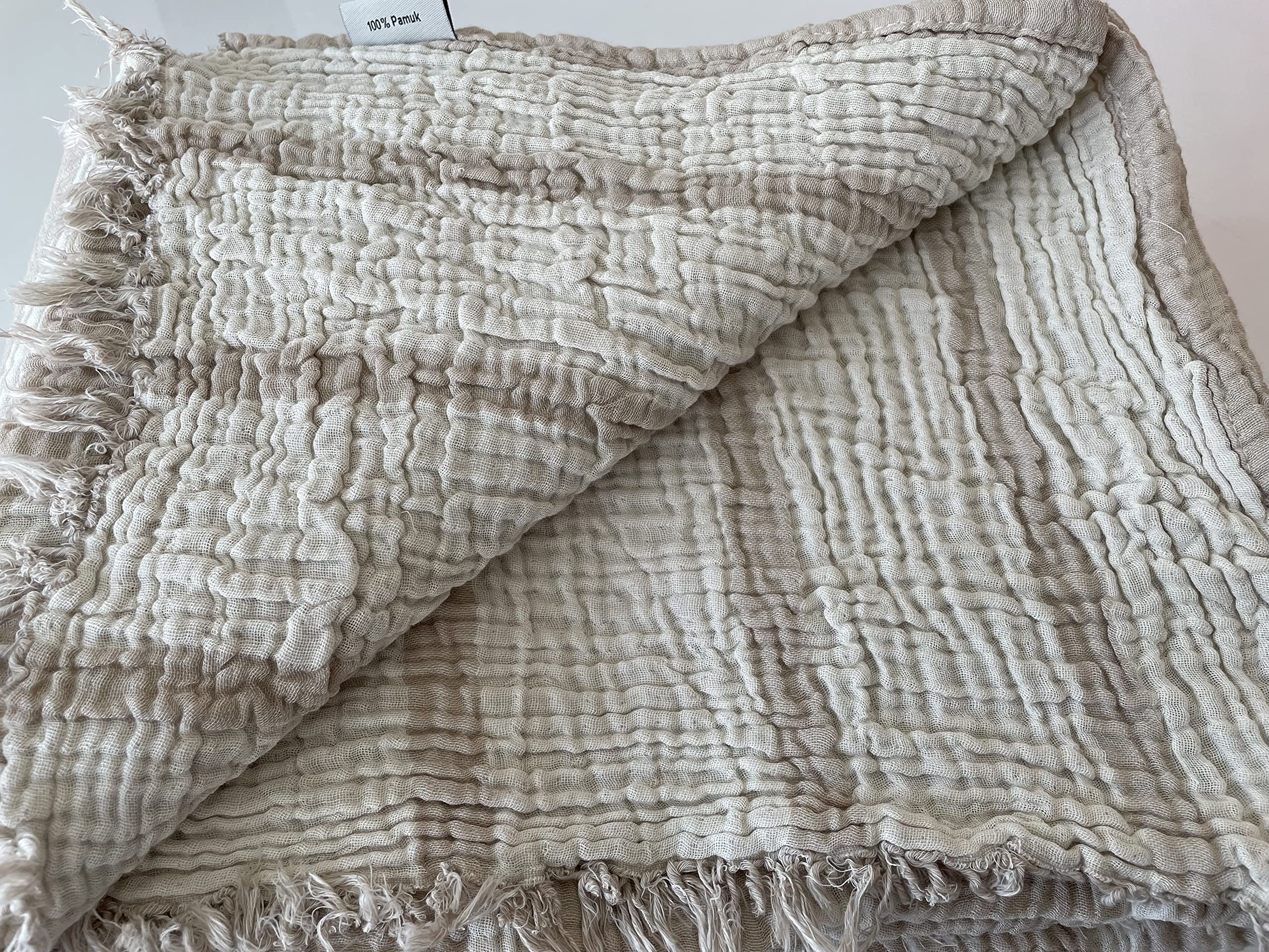DEKADRON Überwurfdecke Aus Musselin-Baumwolle – 4-lagig, 230 X 240 Cm, Wendbar, Türkische Baumwolle