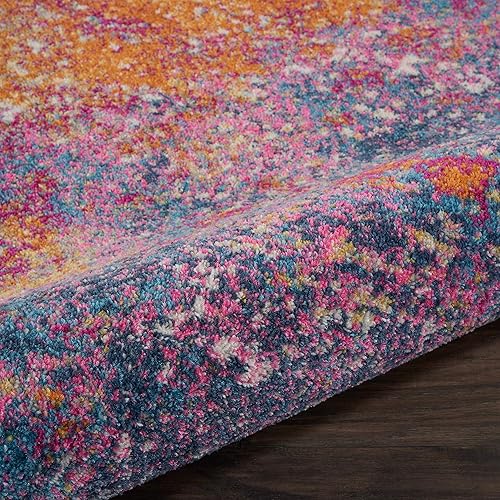 Miniatura 8 de Nourison - Alfombra de área Passion Sunburst redonda de 8 pies, moderna, abstracta, fácil de limpiar, no desprende pelo, para habitación,
