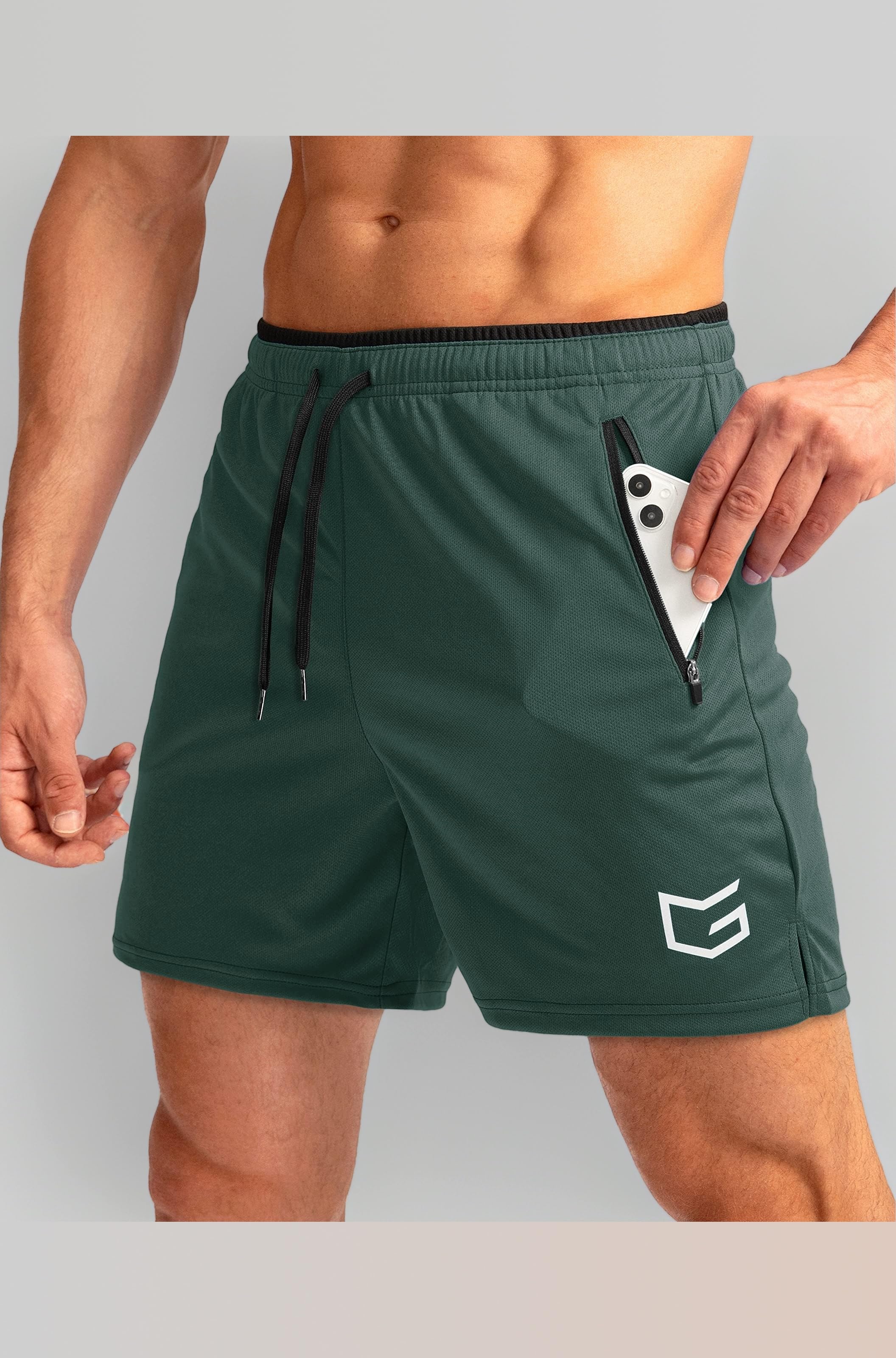 Men's Running Shorts with Zipper Pockets Quick Dry Gym Athletic Workout 5" Shorts for Men