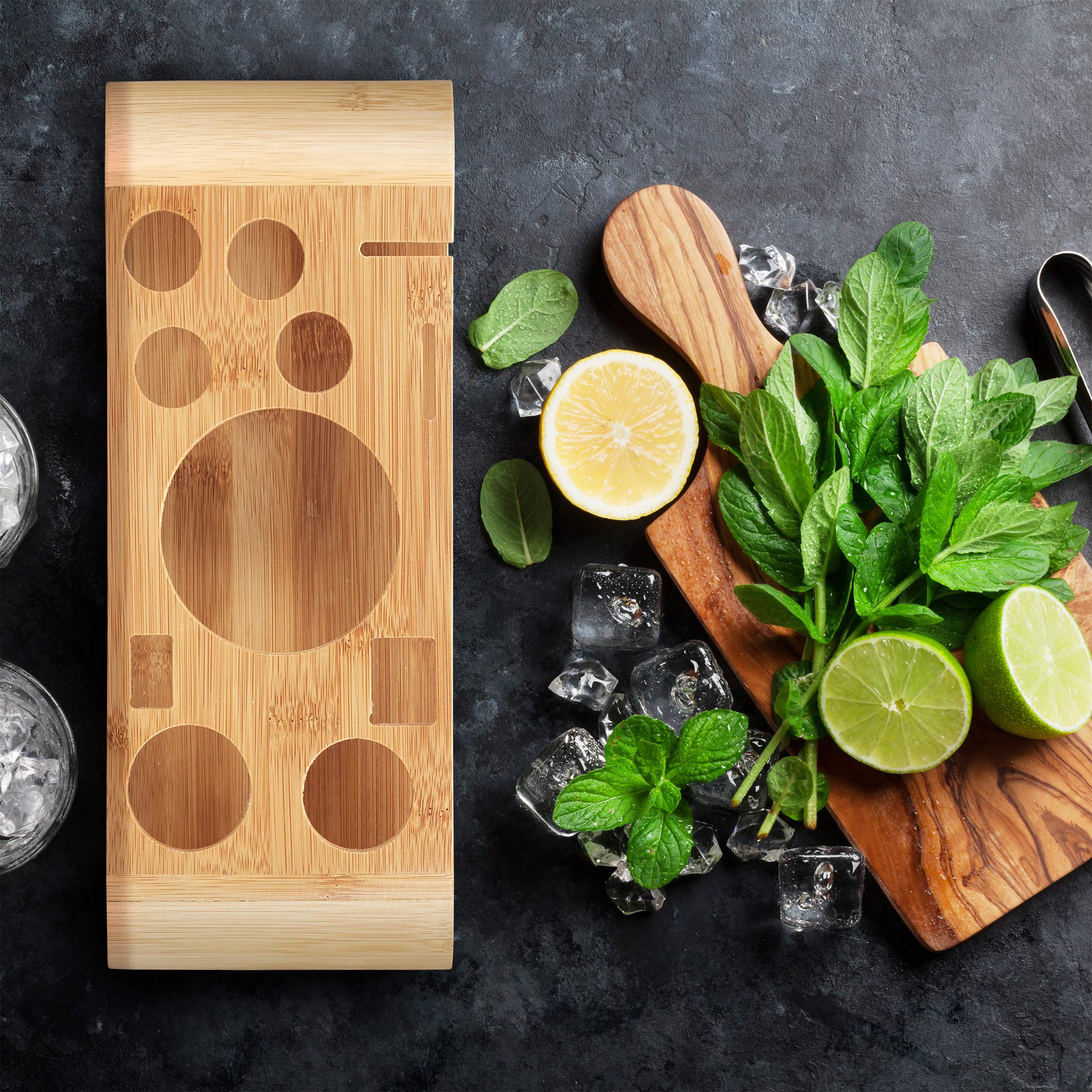 Relaxdays Set da Cocktail, 11 Accessori per Barman, Kit con Supporto, Shaker, Misurino, Pinza Ghiaccio, Argento Naturale