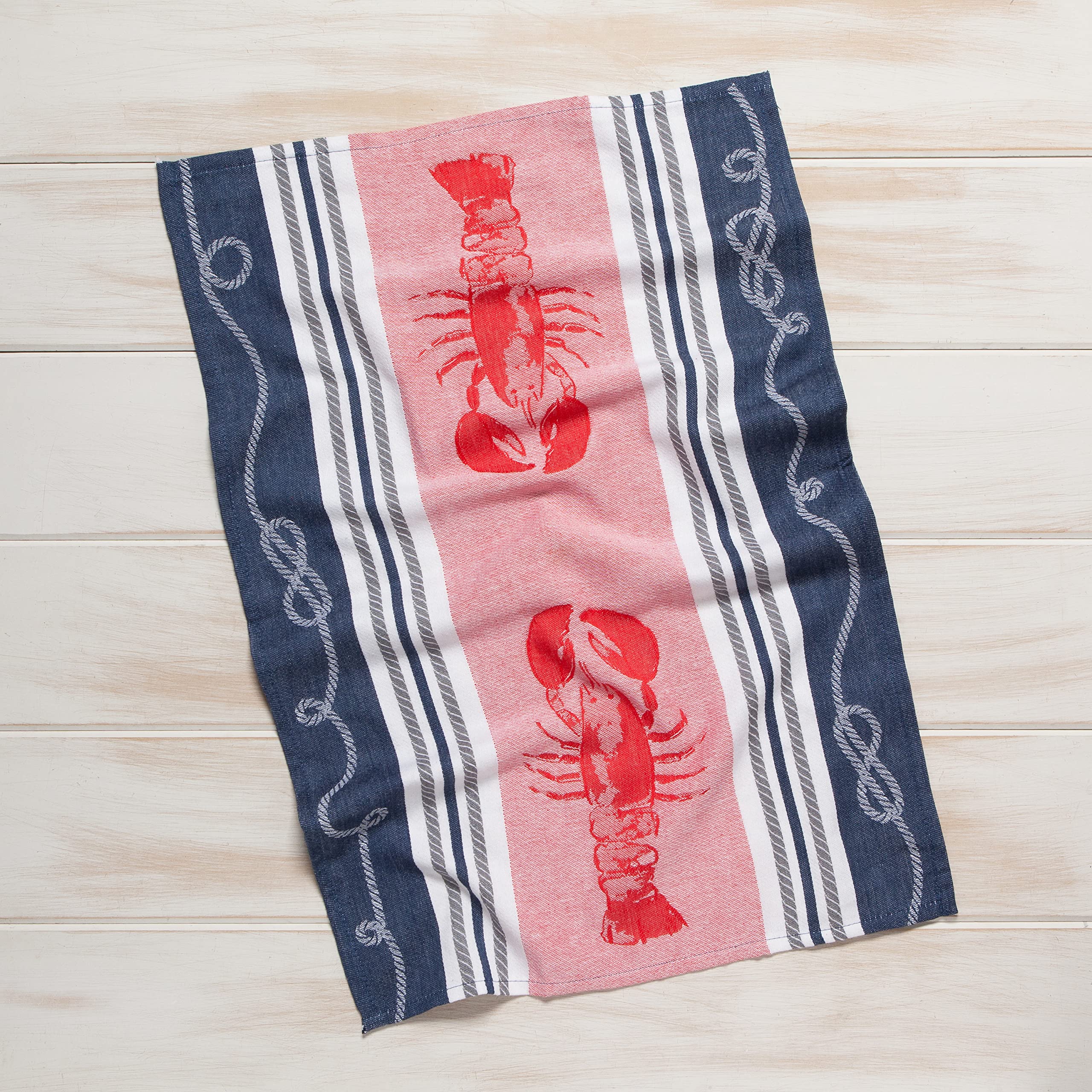 Now Designs Jacquard Geschirrtuch 'Daily Catch' – Hochwertige Baumwolle Mit Hummer-Muster, 45,7 X 71,1 Cm