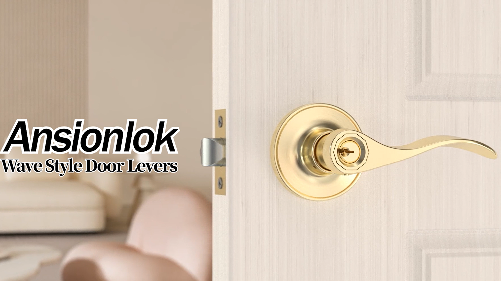 ANSIONLOK Door Handle with Lock, Oil Rubbed Bronze Keyed Entry