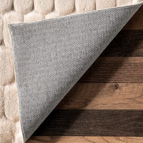 Miniatura 3 de nuLOOM Nia Tile - Alfombra de conejo sintético lavable a máquina, 8 x 10 pulgadas, color beige