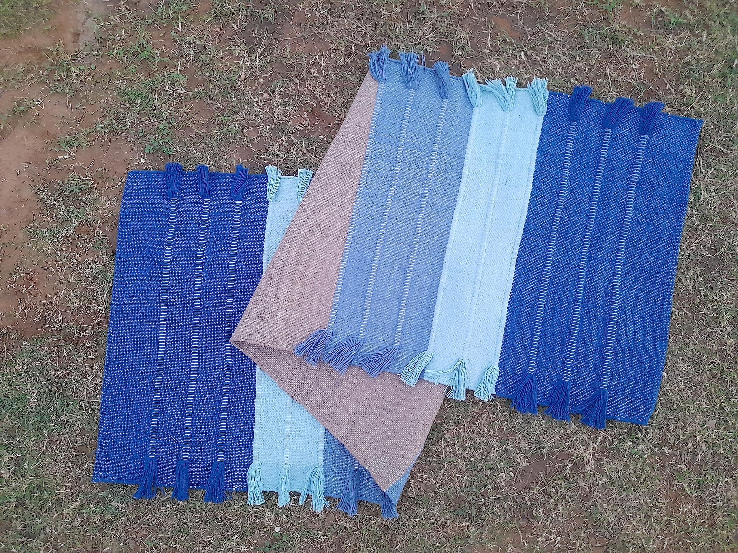 Jaipur art & Rugs Cotton Yoga Mat - Eco-Friendly Hand-Woven Rug - Non Slip & Thick (24”x72”x5mm) for Everyday Fitness at Home - Comfortable Extra-Long