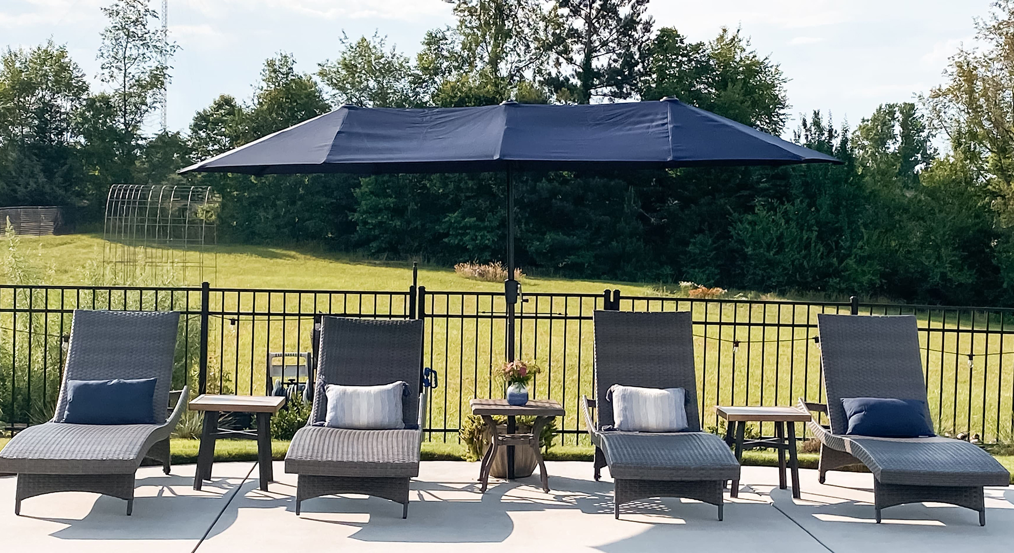 blaine's farm and fleet patio umbrella Amazon.com : PHI VILLA 15ft Large Patio Umbrellas with Base Included,  Outdoor Double-Sided Rectangle Market Umbrella with Crank Handle, for Pool  Lawn Garden, Navy Blue : Patio, Lawn & Garden