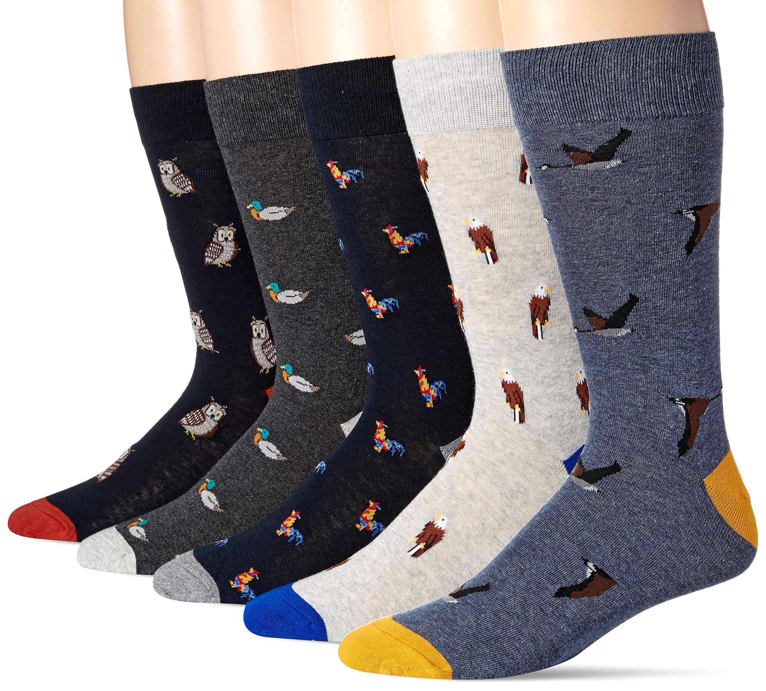 Amazon EssentialsMens Comfortable Patterned Dress Socks, 5 Pairs