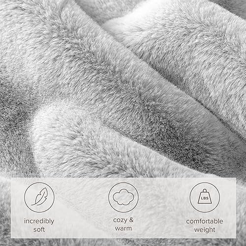 Miniatura 4 de Bare Home Manta de piel sintética, ultrasuave, lujosa, acogedora y cálida para sofá, silla, cama, mullida, súper suave, manta decorativa de cama, 60
