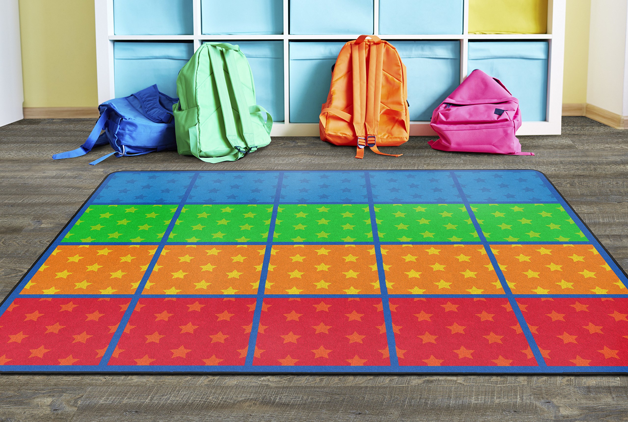 Flagship Carpets Multicolor Educational Rug for Kids Room or Playroom Mat, Home Learning Area or Classroom Carpet, (Seats 20), 6'x8'4