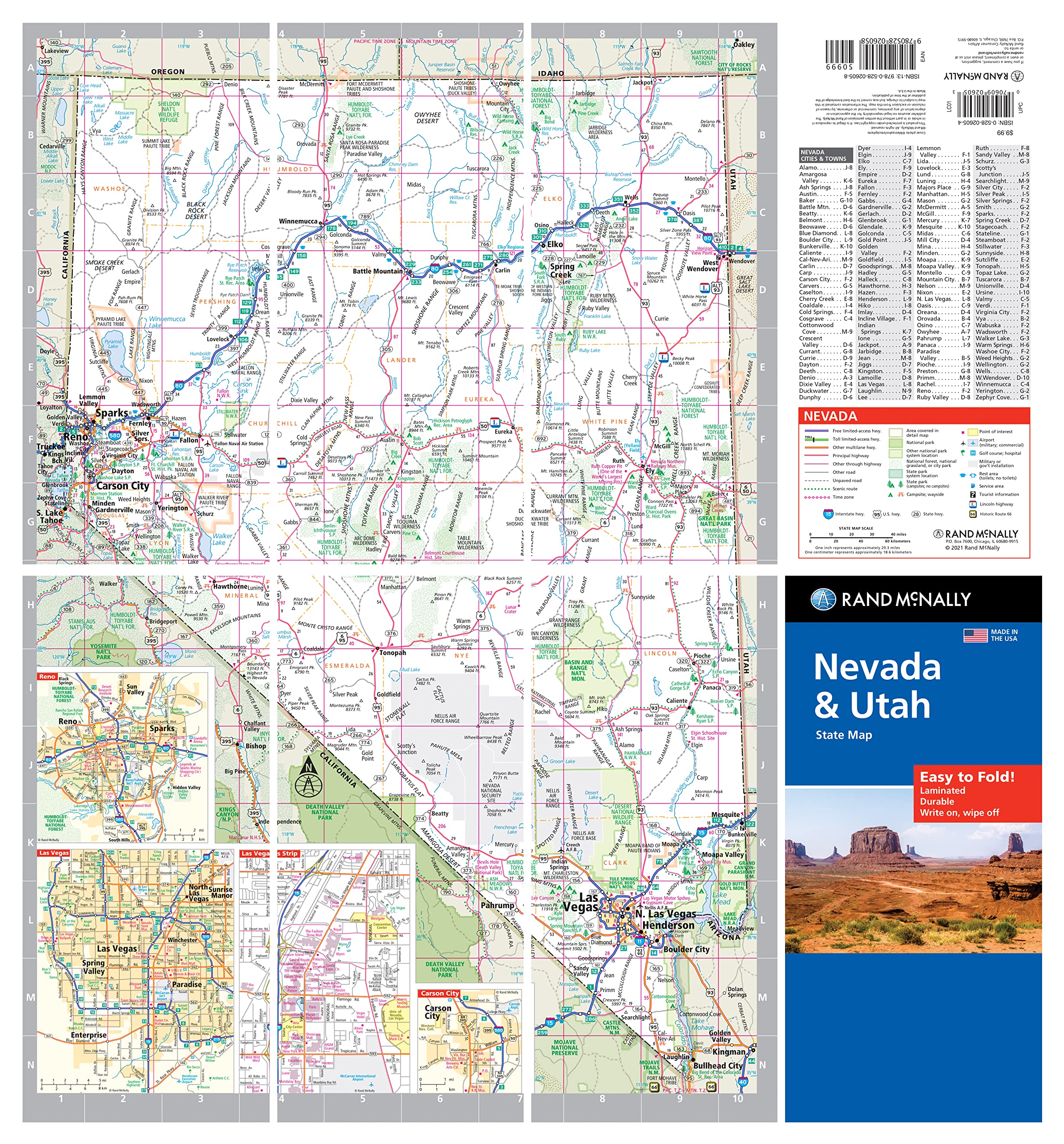 Rand McNally Easy to Fold: Nevada & Utah State Laminated Map - Image 3