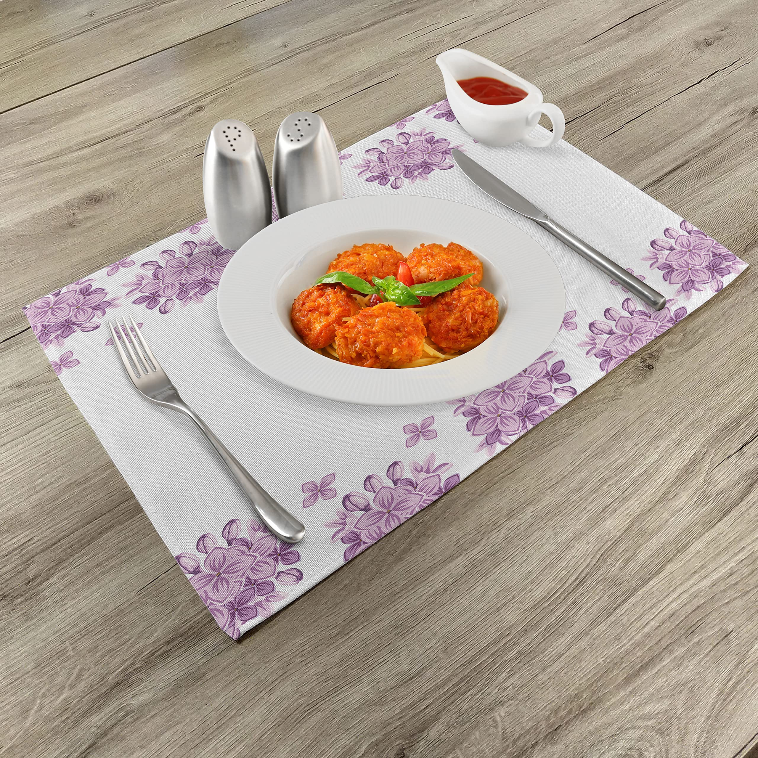 ABAKUHAUS Set Di 4 Tovagliette Americane In Tessuto Lavabile, Motivo Bouquet Di Fiori Paisley, Colori Grigio, Giallo E Multicolore. Impermeabili E Antimacchia, 45x30 Cm. Fatte In Turchia.