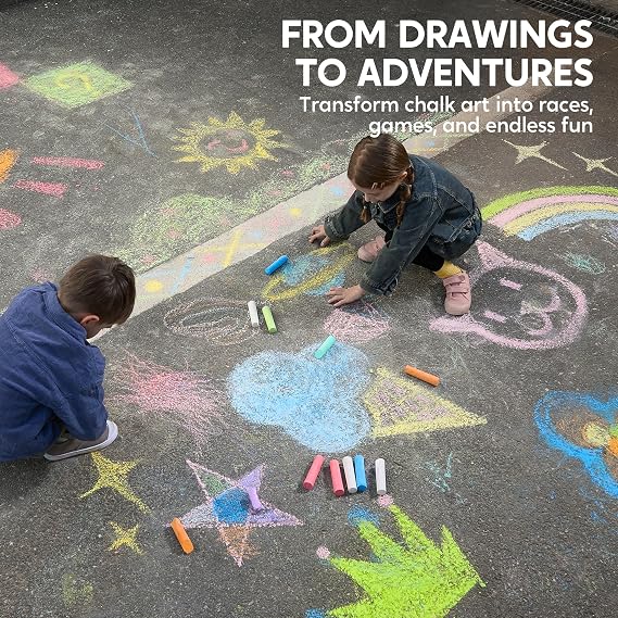 JOYIN 16 PCS Sidewalk Chalks Set Non-Toxic Washable Jumbo Chalk Bulk for Toddlers 1-3, Painting on Chalkboard, Driveway and Playground, Outdoor Activities, Gift for Kids, School Supplies
