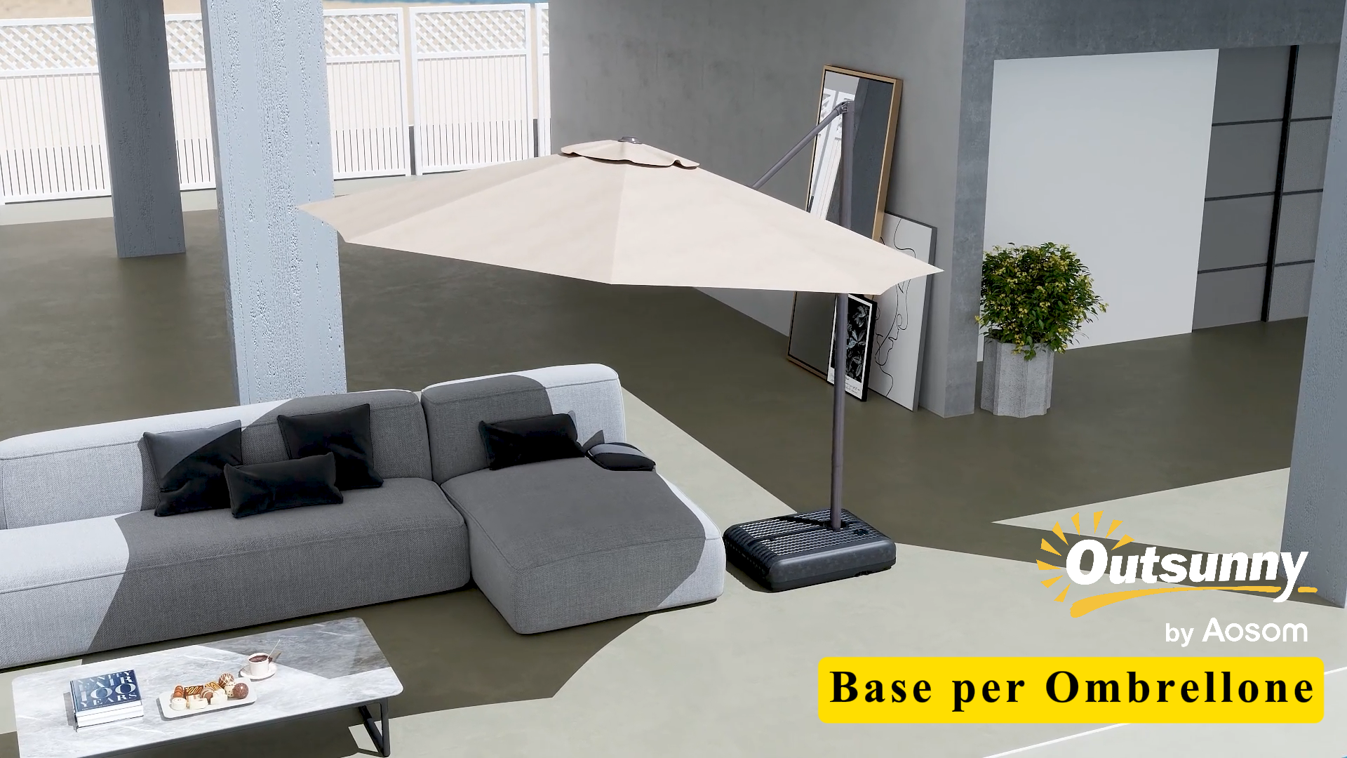 Outsunny - Base Per Ombrellone A Rotelle E Riempibile In Hdpe Nero 48x48x32 5 Cm Outsunny M26037951