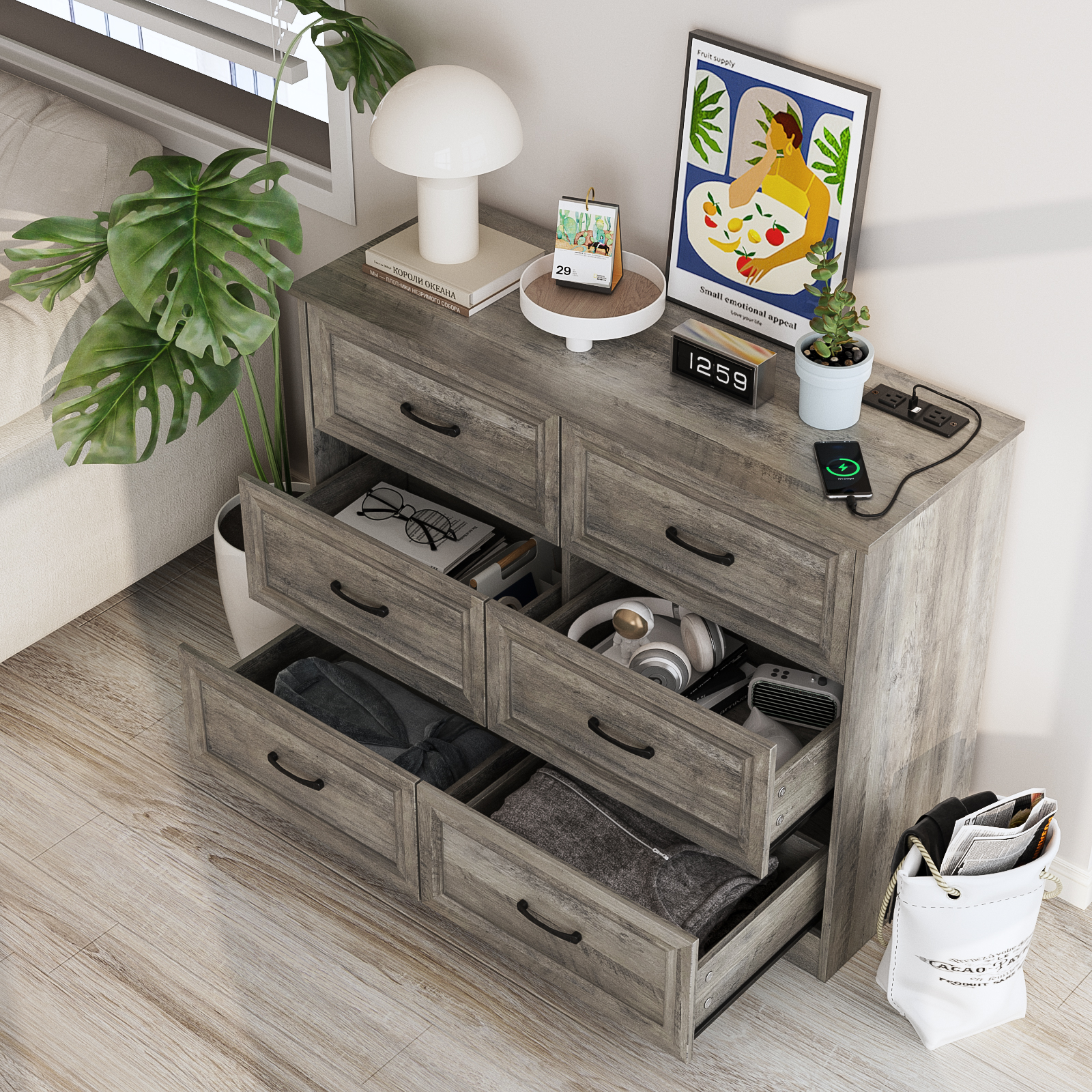 Amazon.com: Fameill Dresser for Bedroom, 6 Drawer Wide Dresser