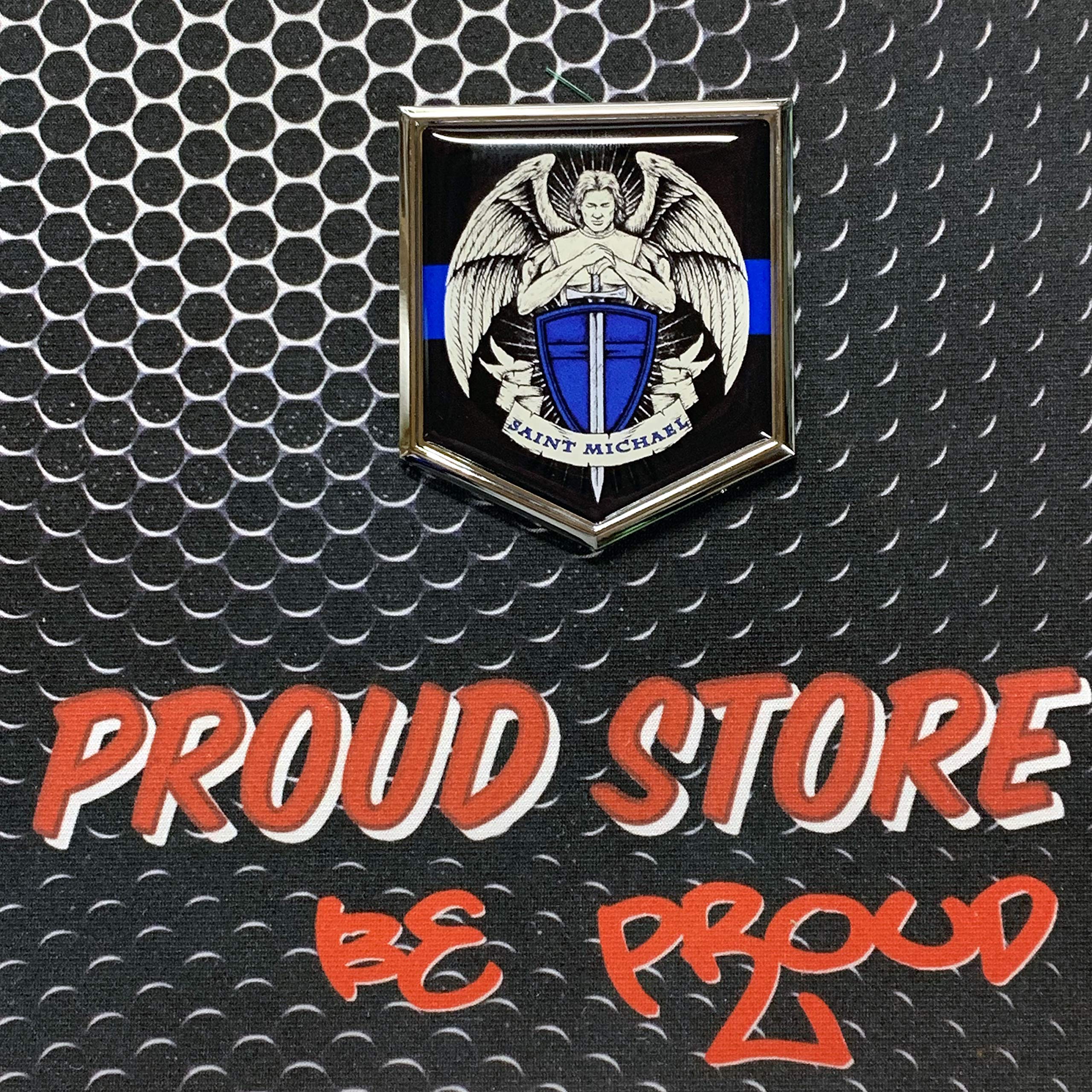 Amazon.co.jp: 聖ミカエルのドーム型クロームエンブレム 誇り高き警察