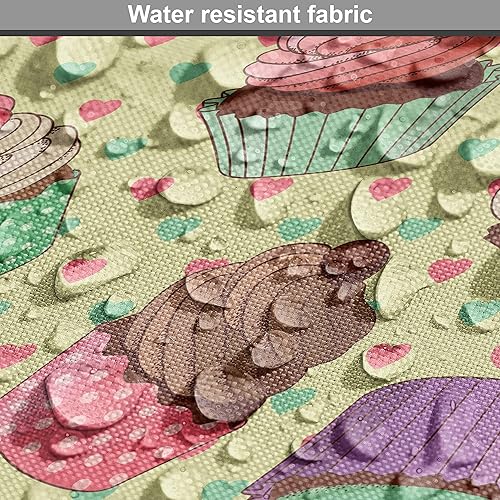 Vista 118 de Ambesonne Tela beige de The Yard, ilustración contemporánea de animales marinos en estilo retro, arte de caballito de mar de cangrejo de pulpo, tela