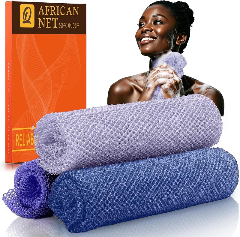UJFQBH Esponja de Banho em Tela Africana Ocean Blue, Pacote com 3