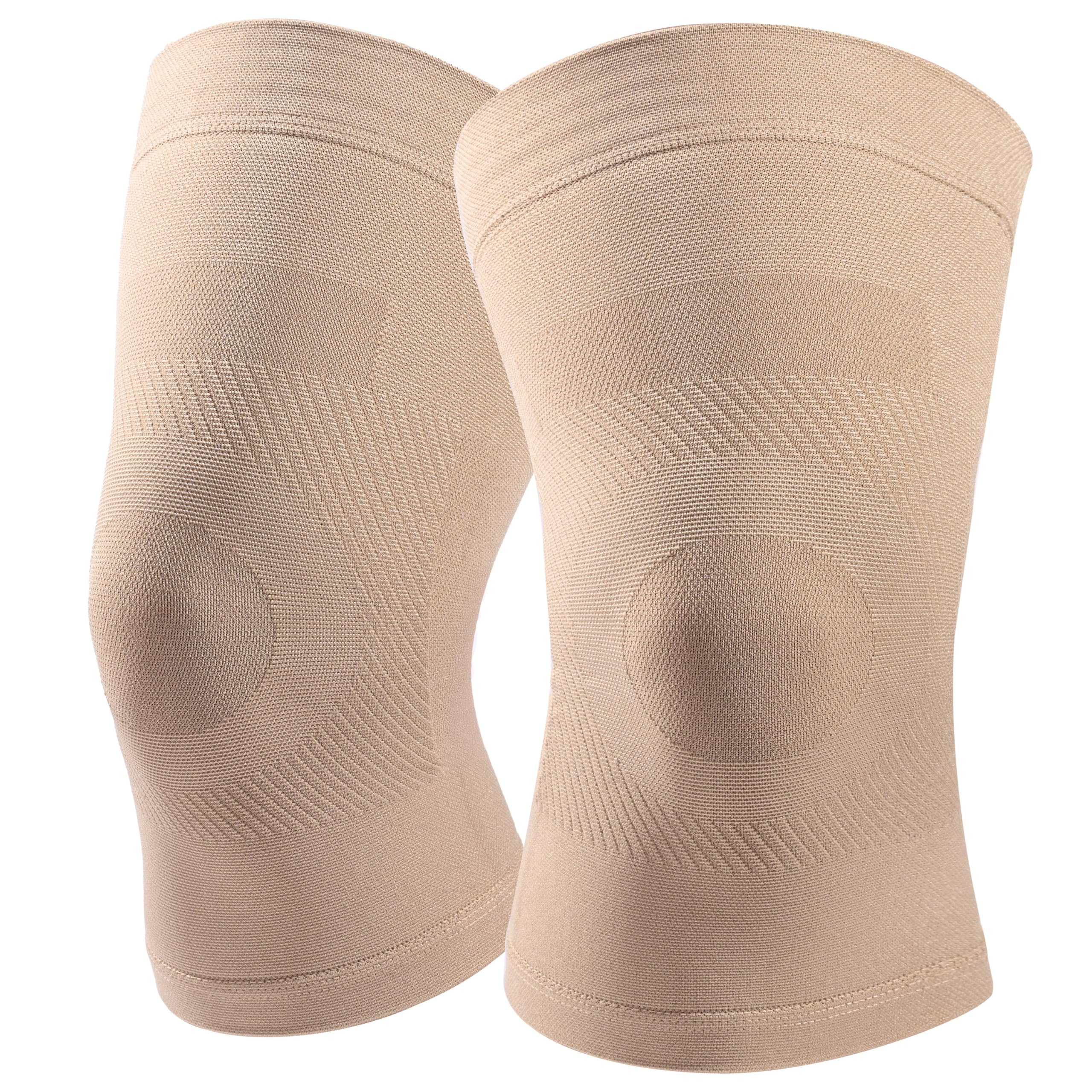 Knee Compression Sleeves, 1 Pair, Can Be Worn Under Pants, 20-30mmHg Strong Support Knee Brace for Unisex, Knee Support for Meniscus Tear, Arthritis, Pain Relief, Injury Recovery, Daily Wear,Beige XXL