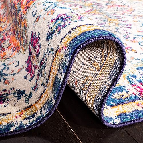 Miniatura 6 de SAFAVIEH Colección Madison MAD447A - Tapete bohemio con medallón antiguo y elegante, no desprende pelusa, para la sala, dormitorio, decorativo,