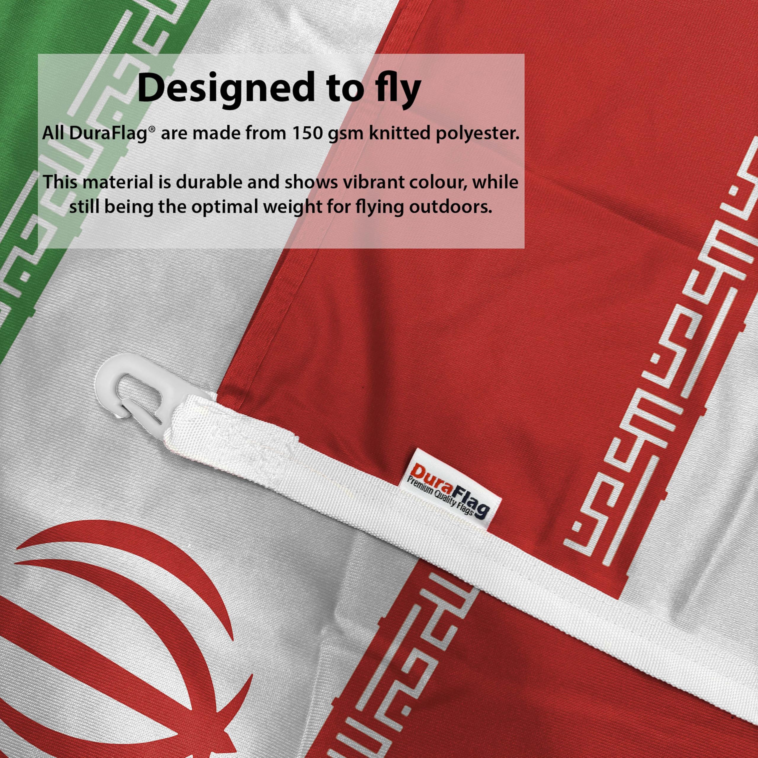 Iran DuraFlag with Clips 5ft x 3ft Premium Quality Flag 150cm x 90cm, 5ft x 3ft (150cm x 90cm) - Image 3