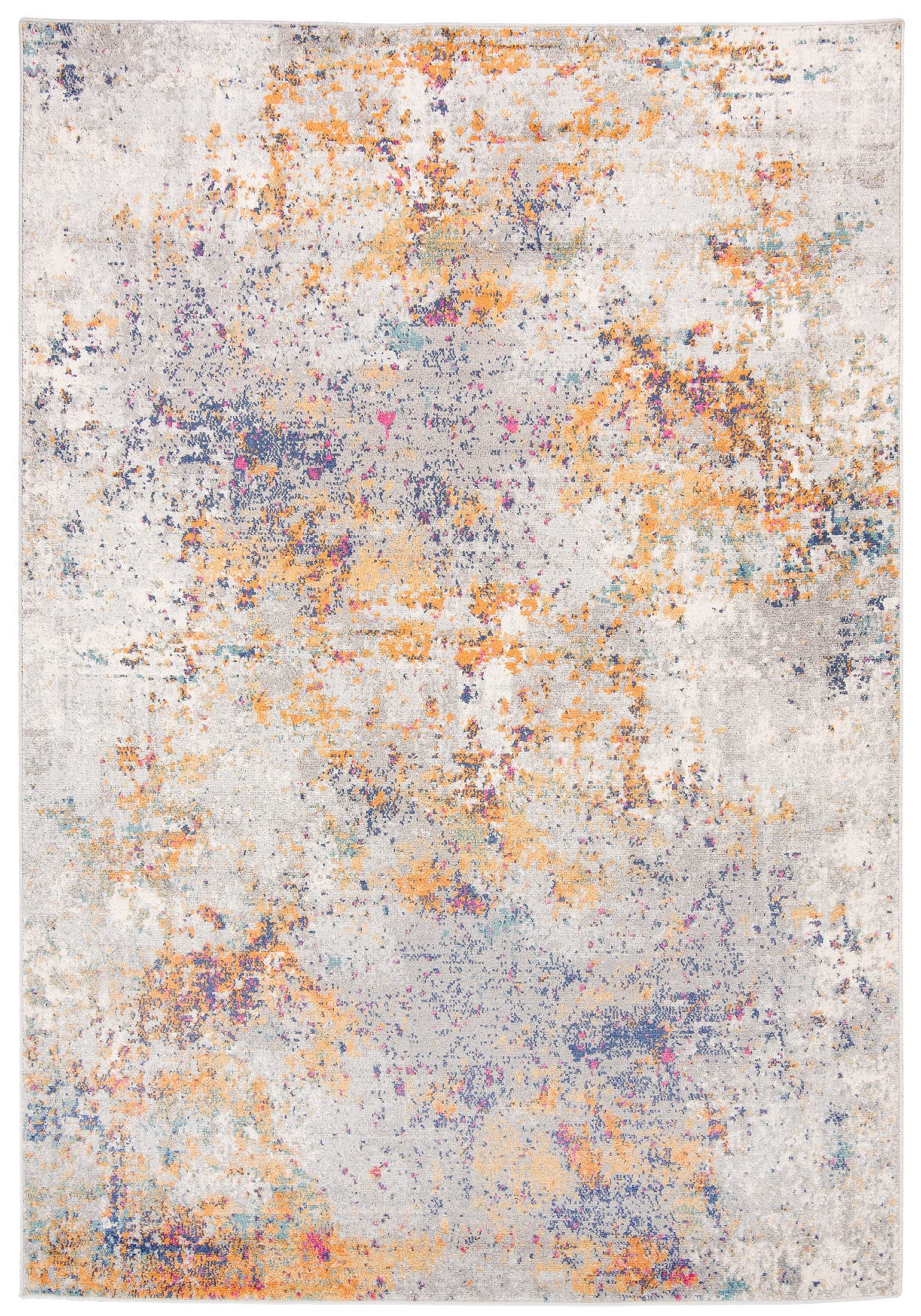 Carpeto Groß Teppich Wohnzimmer 200x300cm Anthrazit Orange Abstrakt Weich