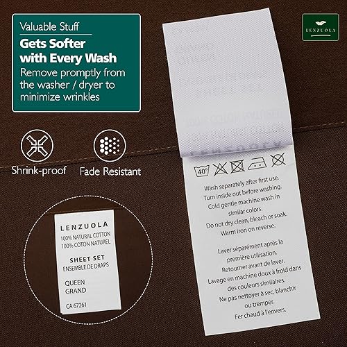Miniatura 7 de Lenzuola Juego de sábanas de 4 piezas 100% algodón natural, sábanas de bolsillo profundo con elástico en todo el contorno, tejido satinado,