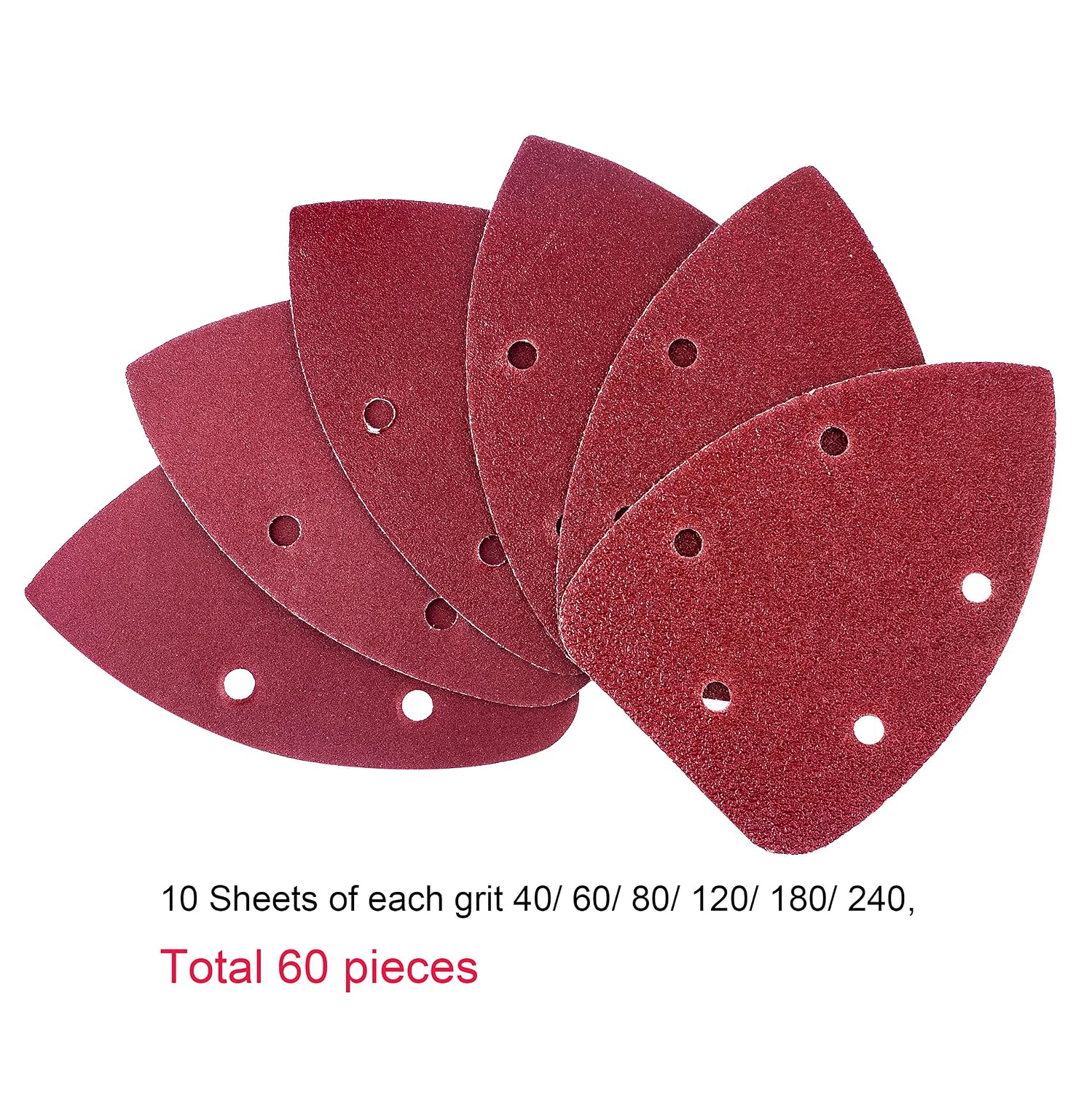 AUSTOR 60 Pieces Mouse Detail Sander Sandpaper Sanding Paper Hook and Loop Assorted Sanding Pads 40/60/ 80/120/ 180/240 Grits