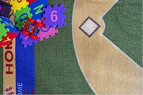 Miniatura 5 de Furnish My Place 710 - Alfombra de béisbol de 3 pies 3 pulgadas x 5 pies para sala de juegos de niños, baño y aula de jardín de infantes, parte