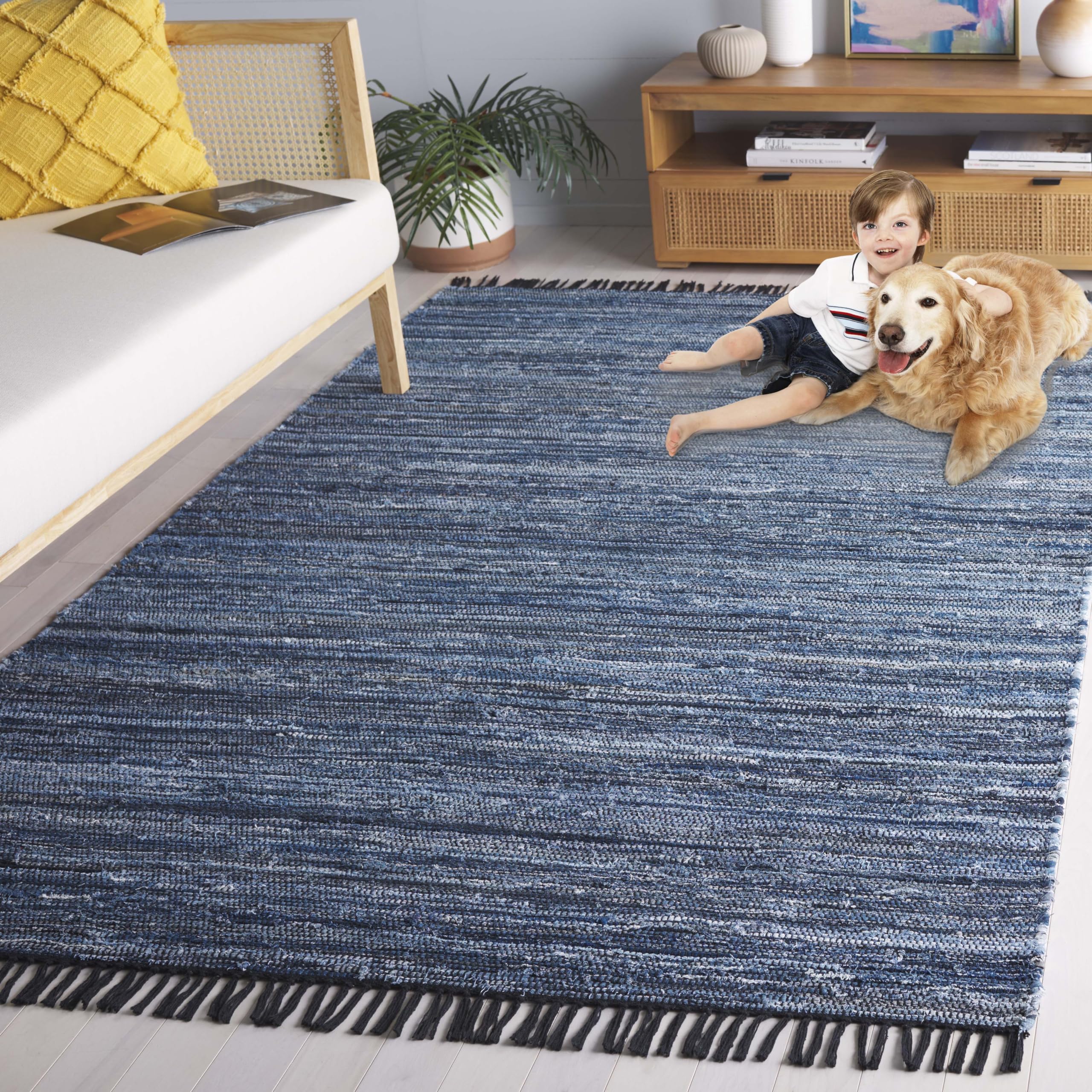 Amazon.com: Safavieh Rag Rug Collection Accent Rug - 4' x 6', Blue