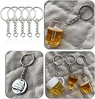 Vista 7 de Llavero con cadena y anillos abiertos de 1 pulgada, paquete de 50, 50pack