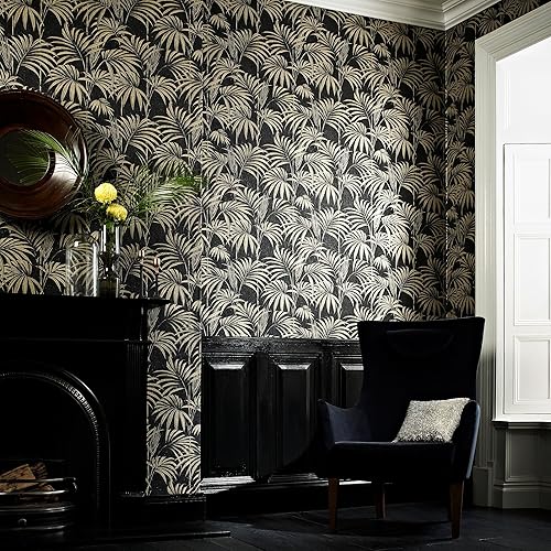 Miniatura 2 de Graham & Brown Honolulu - Papel pintado dorado, negro y metálico