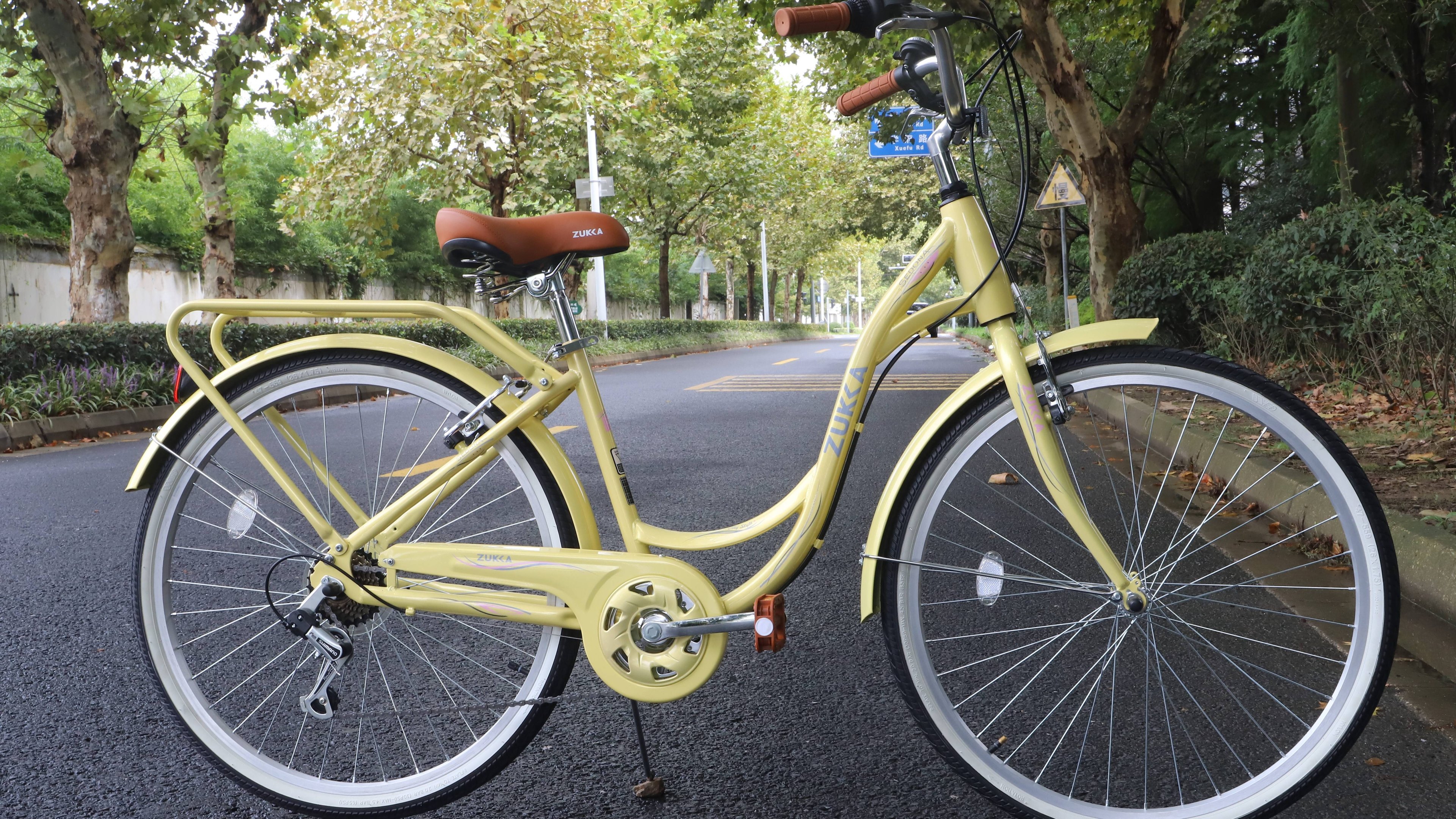 Amazon.com : FOMAS Cruiser Bike 24 inch 7 Speed Women Bicycle Low  Step-Through Steel Frame Dual V Brake with Rear Rack Yellow City Commuter  Bicycle for Lady Girl : Sports & Outdoors
